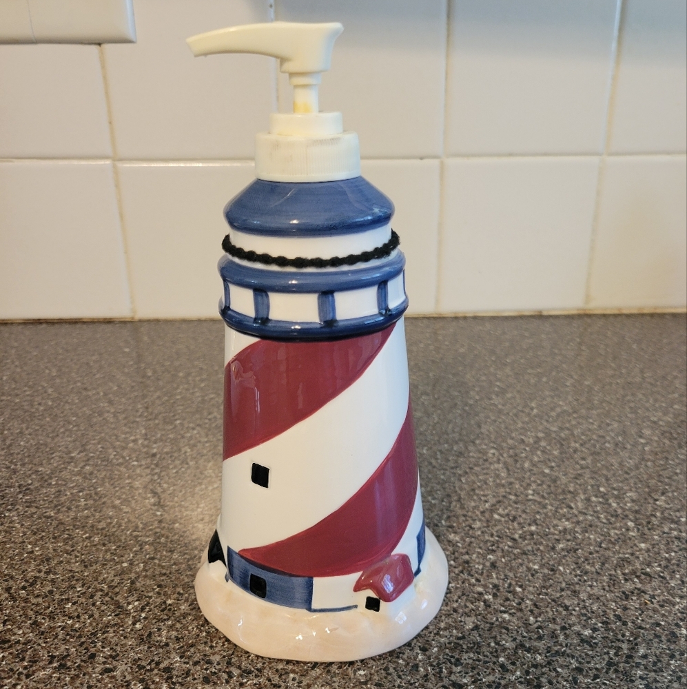 Lighthouse Soap Dispenser in Red and Blue